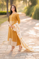ASLING dhanak embroidered boring work unstitced luxury 3pc