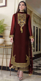 ASIM JOFA chiffion embroidered sequence luxury unstitched 3pc✓
