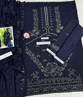 ANGAN dhank embroidered unstitced 3pc