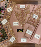 BRAND AZURE silk embroidered hand embellished patch work luxury unstitched 3pc