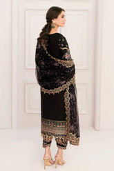 Baroque Heavy Embroidered Addawork Formal Bridal Collection-Black