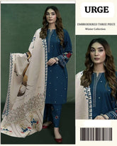 URGE dhanak embroiderd unstitced 3pc