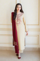 ASLING dhanak embroidered unstitced 3pc