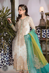 MARIA B Front fully heavy embroidered with full handwork pearls and full length