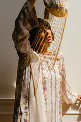 BAREEZE dhanak embroiderd & embroidered shawl unstitced 3pc