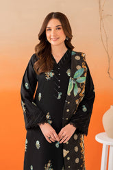 SHEIN dhanak embroidered & wool cambric printed shawl unstitced 3pc