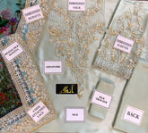 AZURE shamooz silk embroidered & adda work luxury unstiched 3pc✓