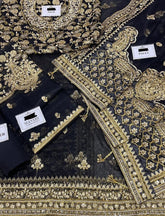 MARIA.B saree net embroidered hand embellished luxury unstitched 3pc