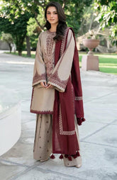 BAROQUE dhanak embroiderd boring unstitced 3pc