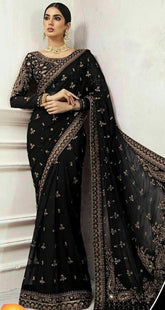 MARIA.B saree net embroidered hand embellished luxury unstitched 3pc