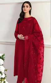 BAROQUE chiffon embroidered sequence unstitced 3pc