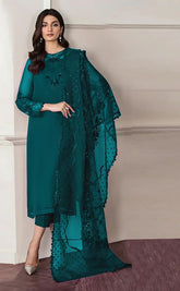 BAROQUE chiffon embroidered sequence unstitced 3pc