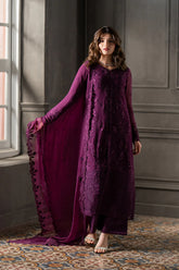 AZURE CHIFFON EMBROIDERED UNSTITCHED 3PC SUIT | KPA0070