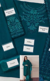 BAROQUE chiffon embroidered sequence unstitced 3pc