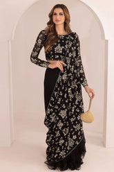 JAZMIN saree chiffon embroidered sequence luxury unstitched 3pc