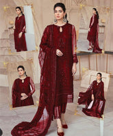 MUSHQ net embroidered hand emblished luxury unstitched 3pc