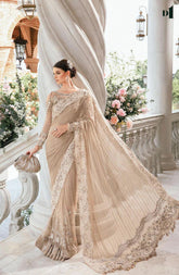 MARIA.B net saree embroidered sequence hand embellished luxury unstitched