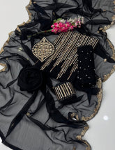 INDIAN MAXI chiffon embroidered & sequence luxury unstiched 3pc