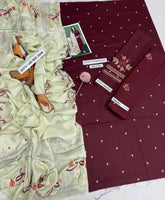 URGE dhanak embroiderd unstitced 3pc