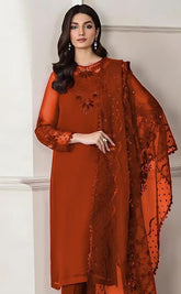 BAROQUE chiffon embroidered sequence unstitced 3pc