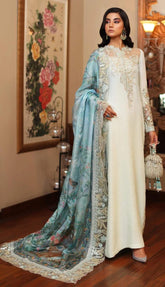 AZURE shamooz silk embroidered & adda work luxury unstiched 3pc✓