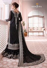 ASIM JOFA chiffon sharara embroidered & sequence luxury unstitced 3pc✓