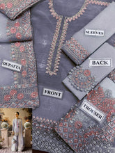 LAAM ORGANZA EMBROIDERED UNSTITCHED 3PC