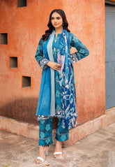 NISHAT lawn printed embroidered patch-work unstitced 3pc ✓