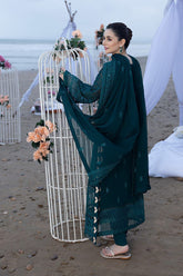 AZURE CHIFFON EMBROIDERED WEDDING UNSTITCHED 3PC