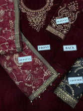 JAZMIN VELVET EMBROIDERED WEDDING UNSTITCHED 3PC ✓