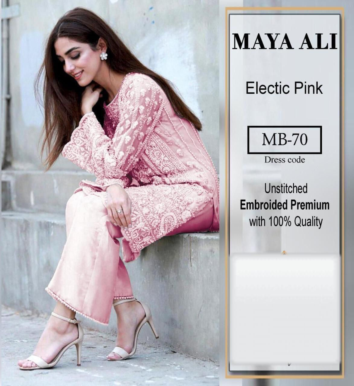 MAYA ALI organza embroidered sequence unstitched 3pc