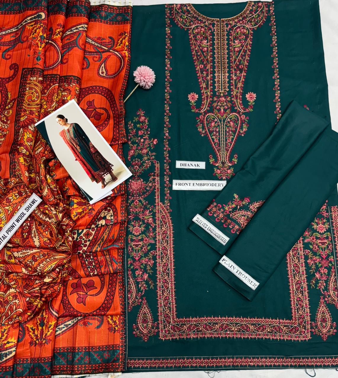 HUSSAIN REHAR dhanak embroidery luxury unstitched 3pc