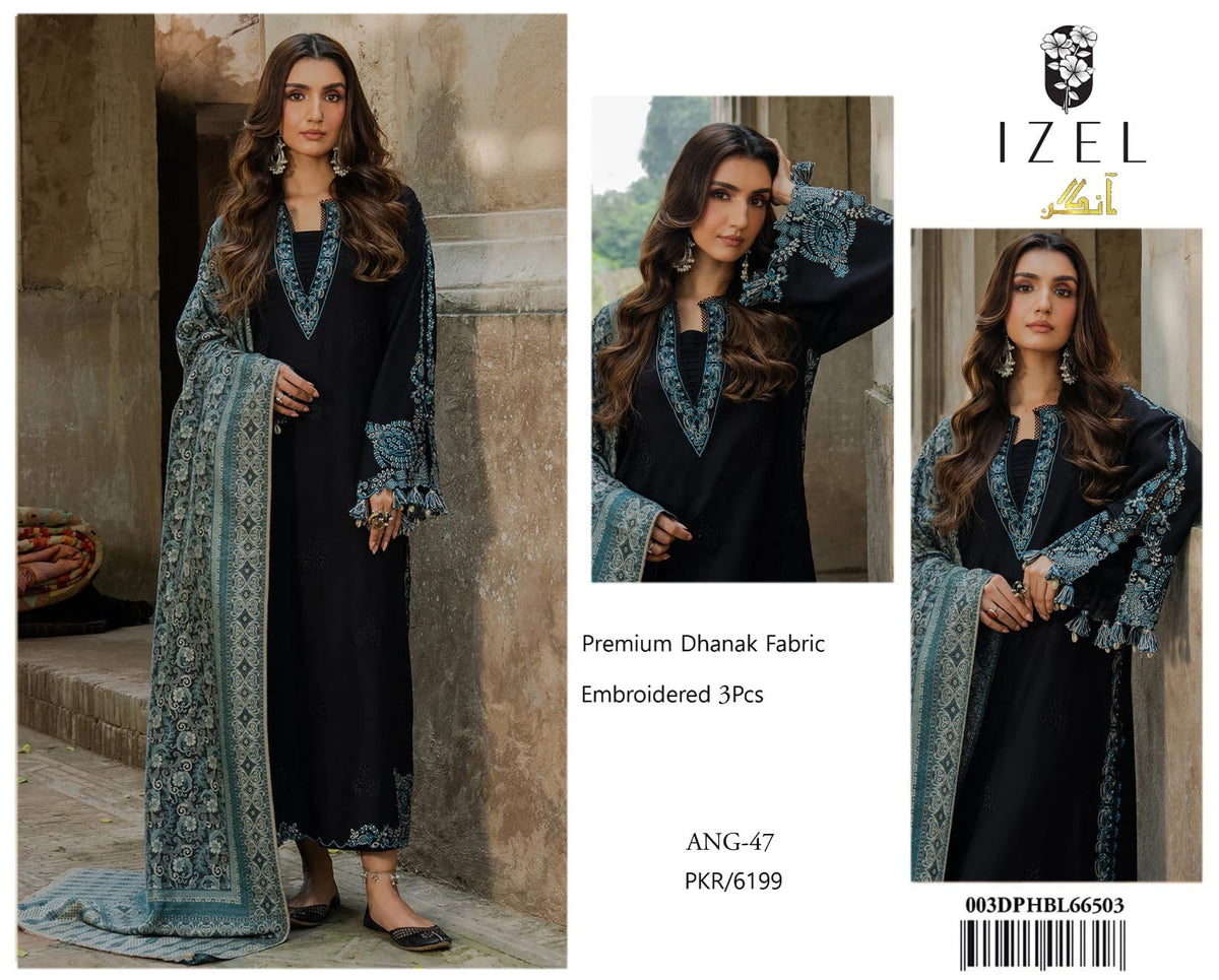 IZEL dhanak embroidered unstitched 3pc