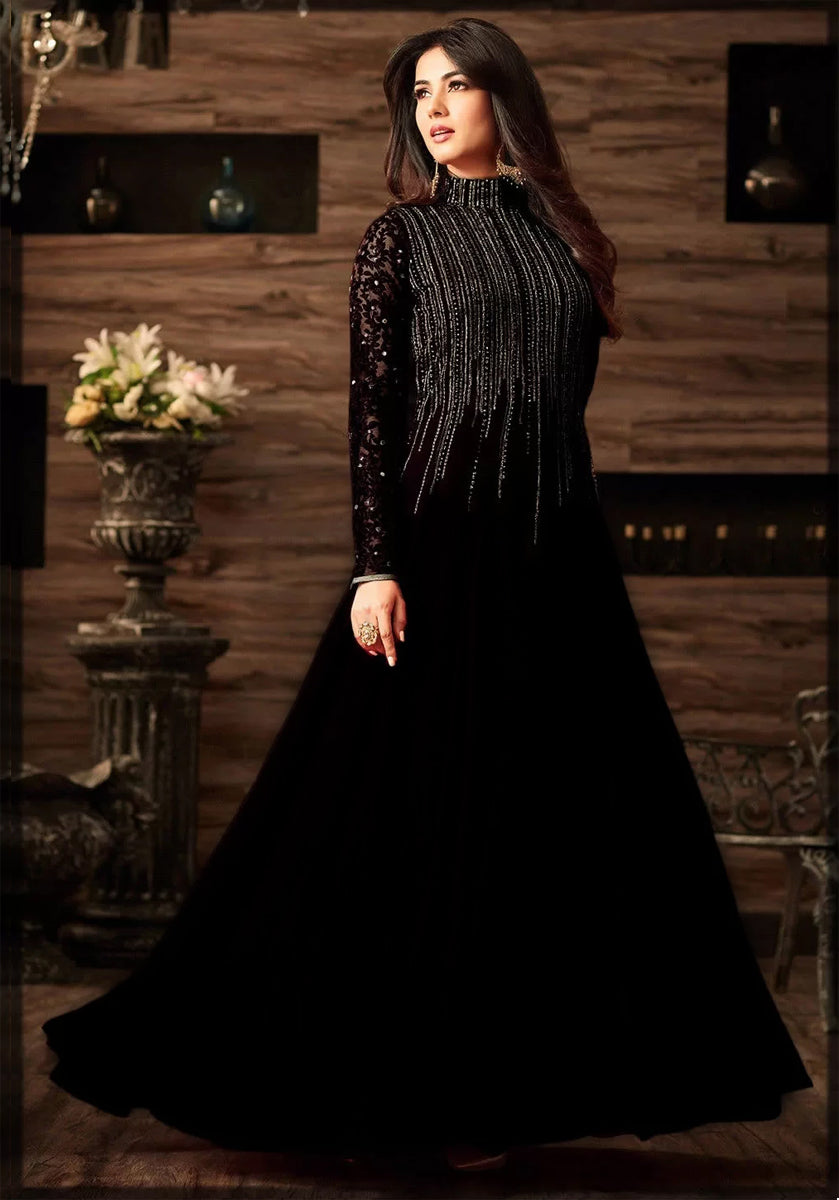 INDIAN MAXI chiffon embroidered & sequence luxury unstiched 3pc