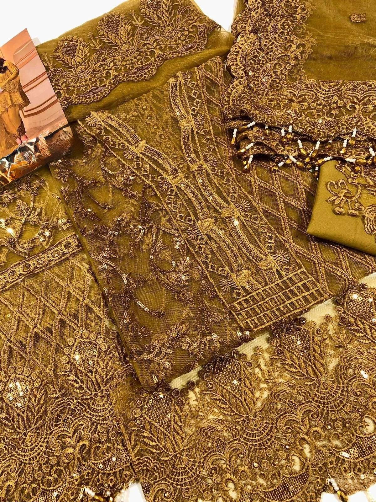 ANAYA net embroidered hand emblished luxury unstitched 3pc