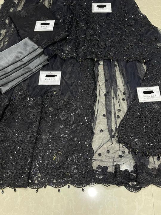 MARIA.B net saree embroidered hand embellished luxury unstitched 3pc