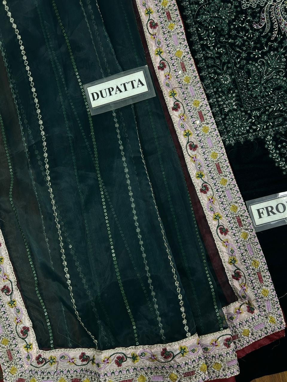 JAZMIN velvet embroidered hand embellished luxury unstitched 3pc