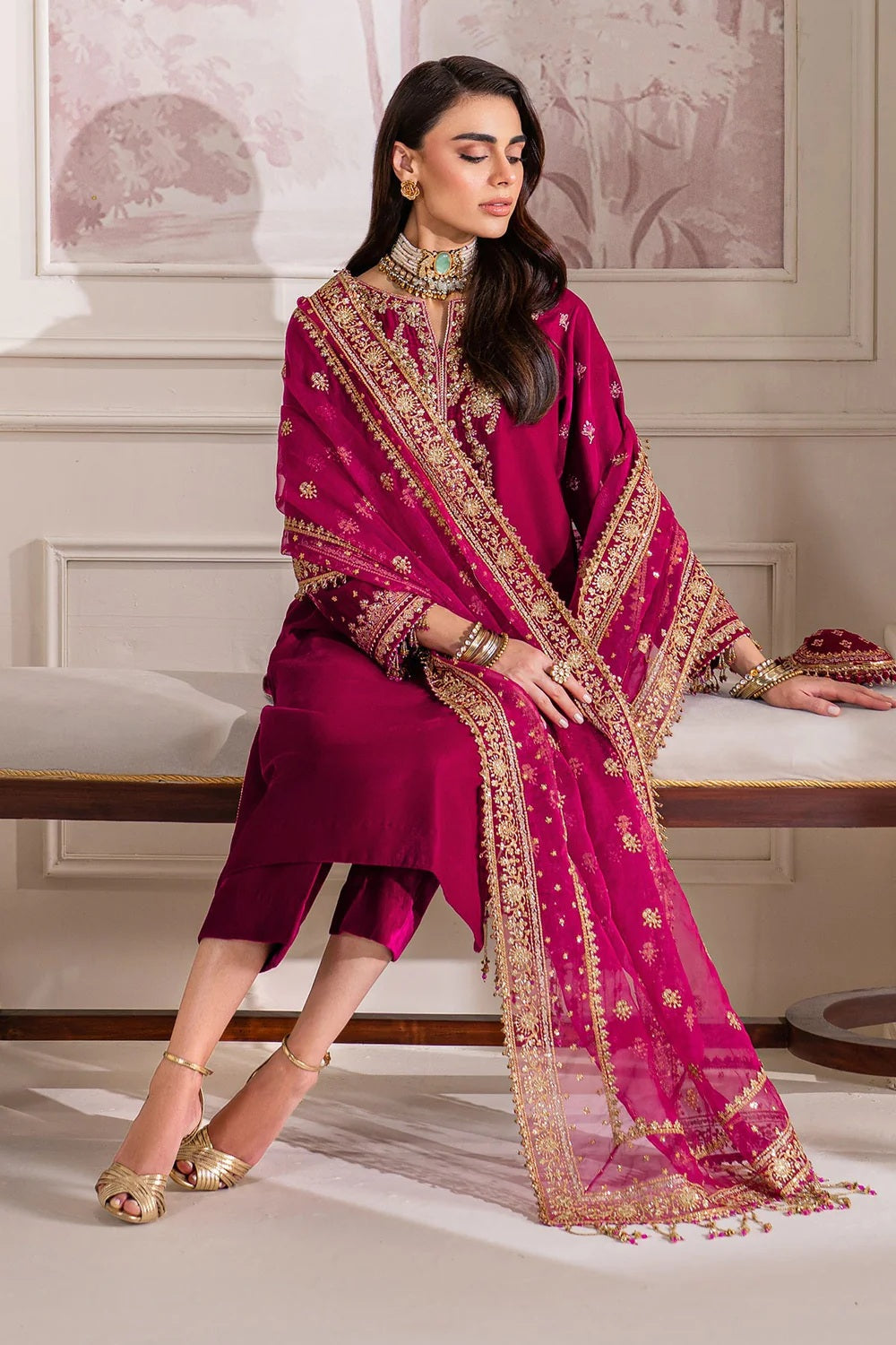 BAROQUE velvet embroidered hand embellished luxury unstitched 3pc