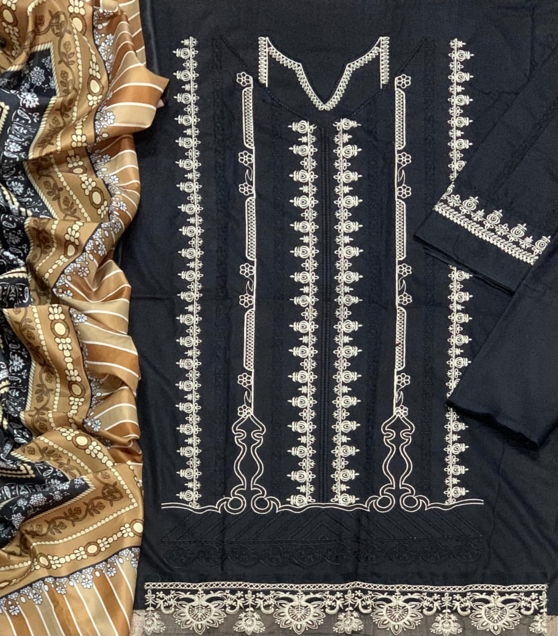 MARIA.B dhanak embroidered luxury unstitced 3pc