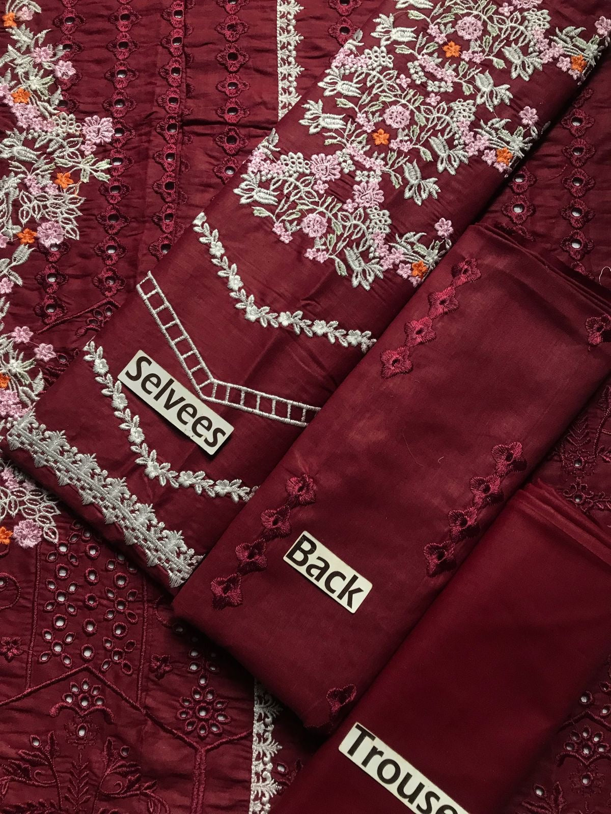 ELAF cotton chikankari embroidered summer unstitced 3pc✓
