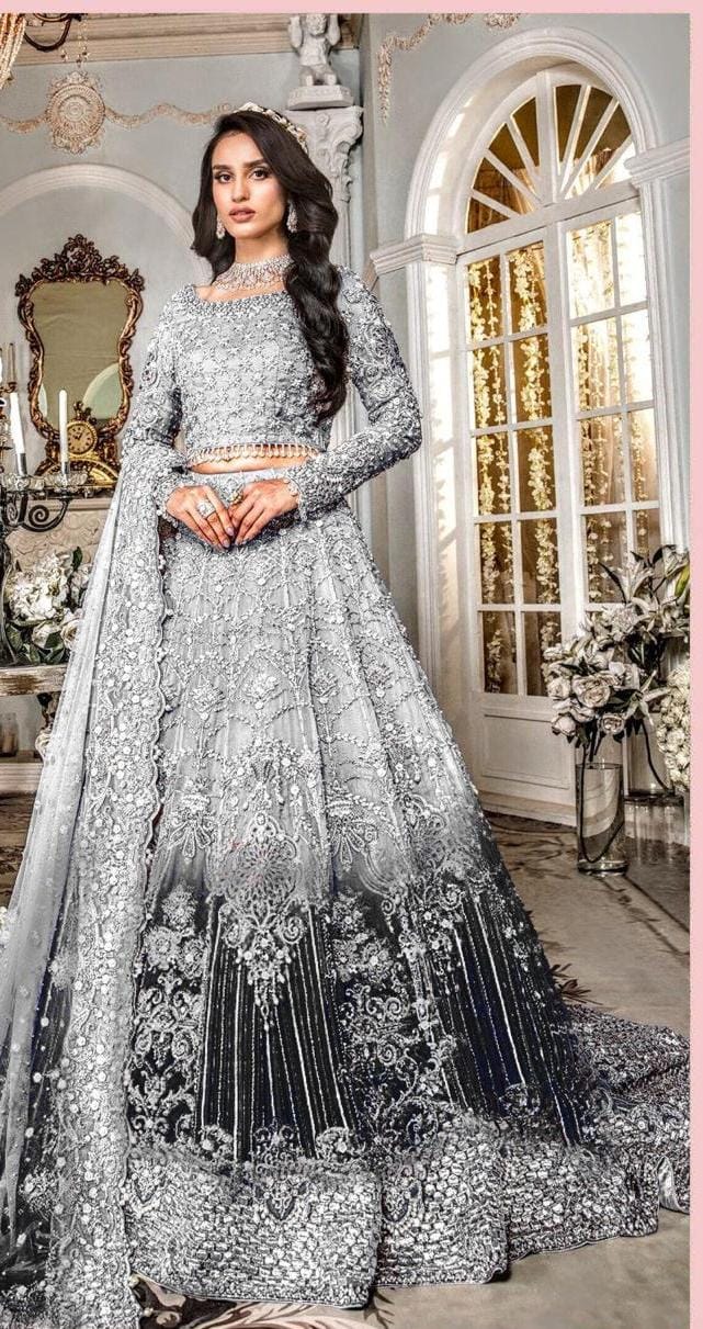 MARIA.B net embroidered hand emblished luxury unstitched maxi 3pc