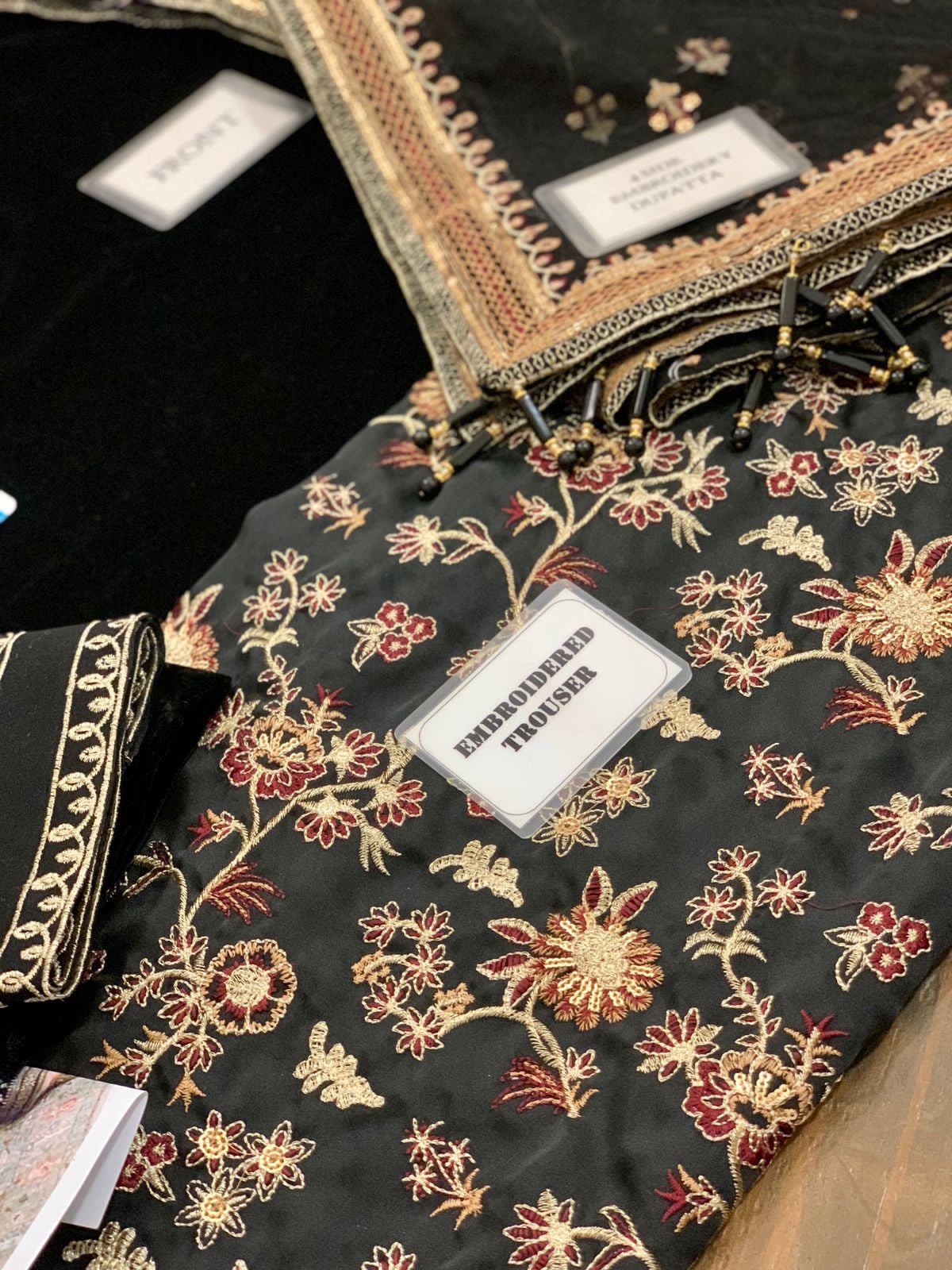 BAROQUE velvet embroidered hand embellished luxury unstitched 3pc