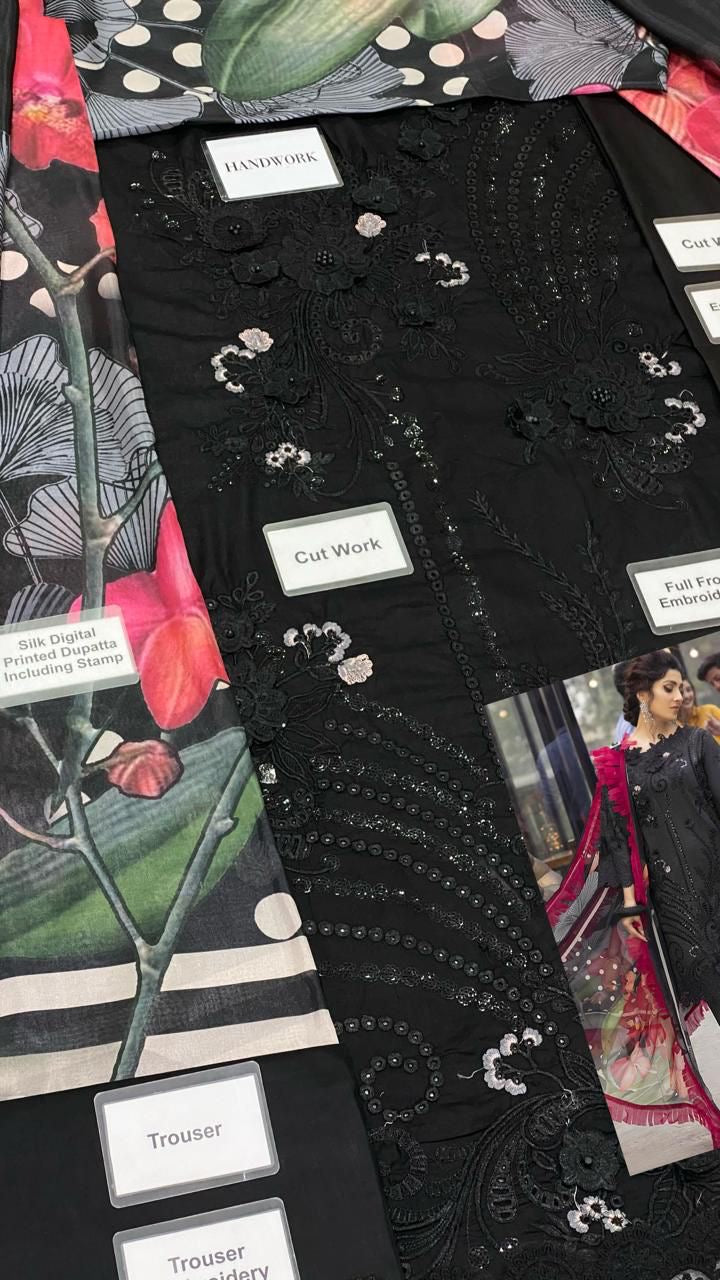 MUSHQ cotton chikankari embroidered unstitced 3pc✓