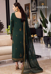 ASIM JOFA GREEN EMBROIDERED UNSTICHED 3PC SUIT | KPA0075