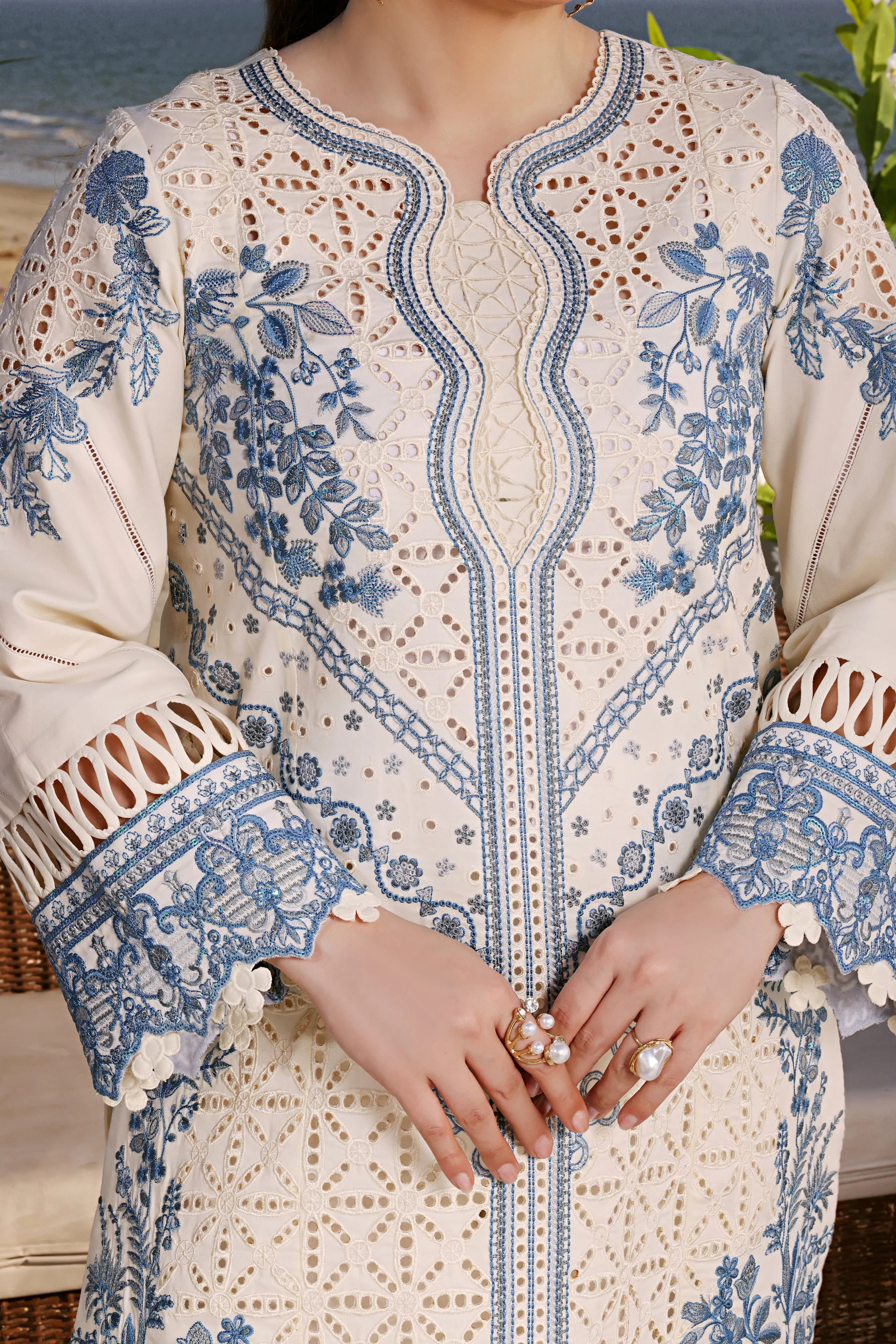 ANEELA'S CHIKENKARI EMBROIDERED UNSTITCHED 3PC SUIT | KPA0132