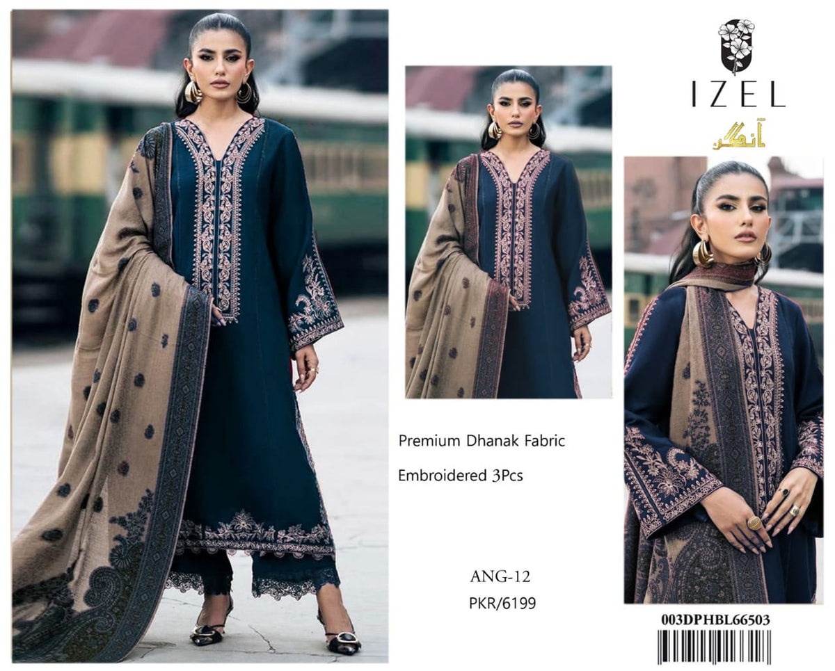 BRAND IZEL dhanak embroidered winter unstitced 3pc