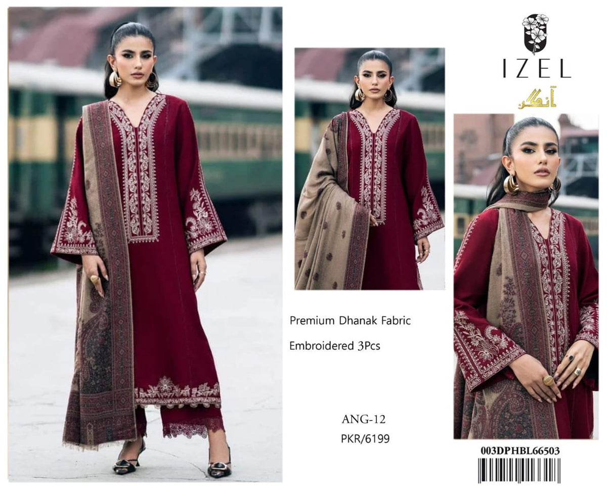 BRAND IZEL dhanak embroidered winter unstitced 3pc