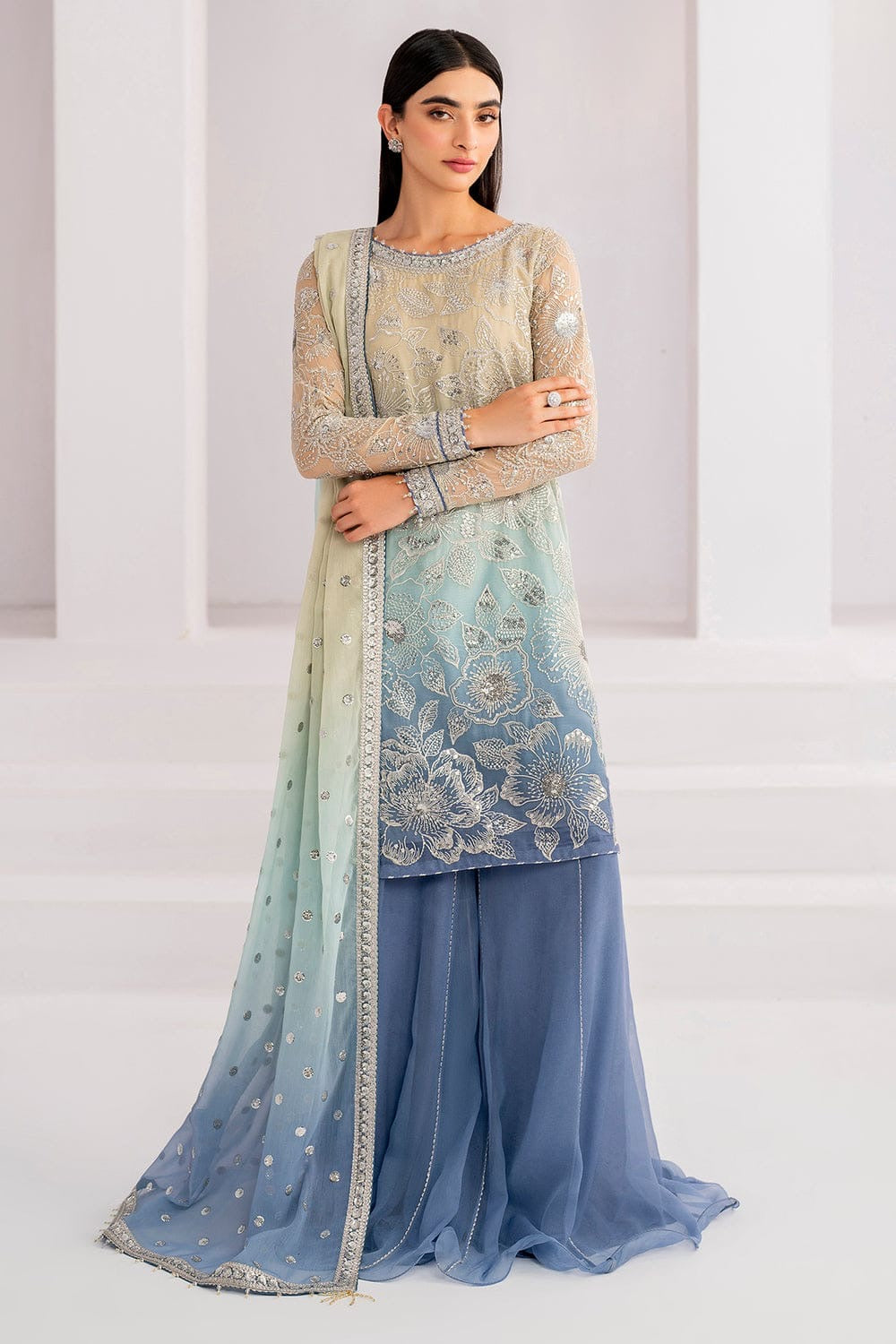 JAZMIN chiffon embroidered sequence luxury unstitched 3pc