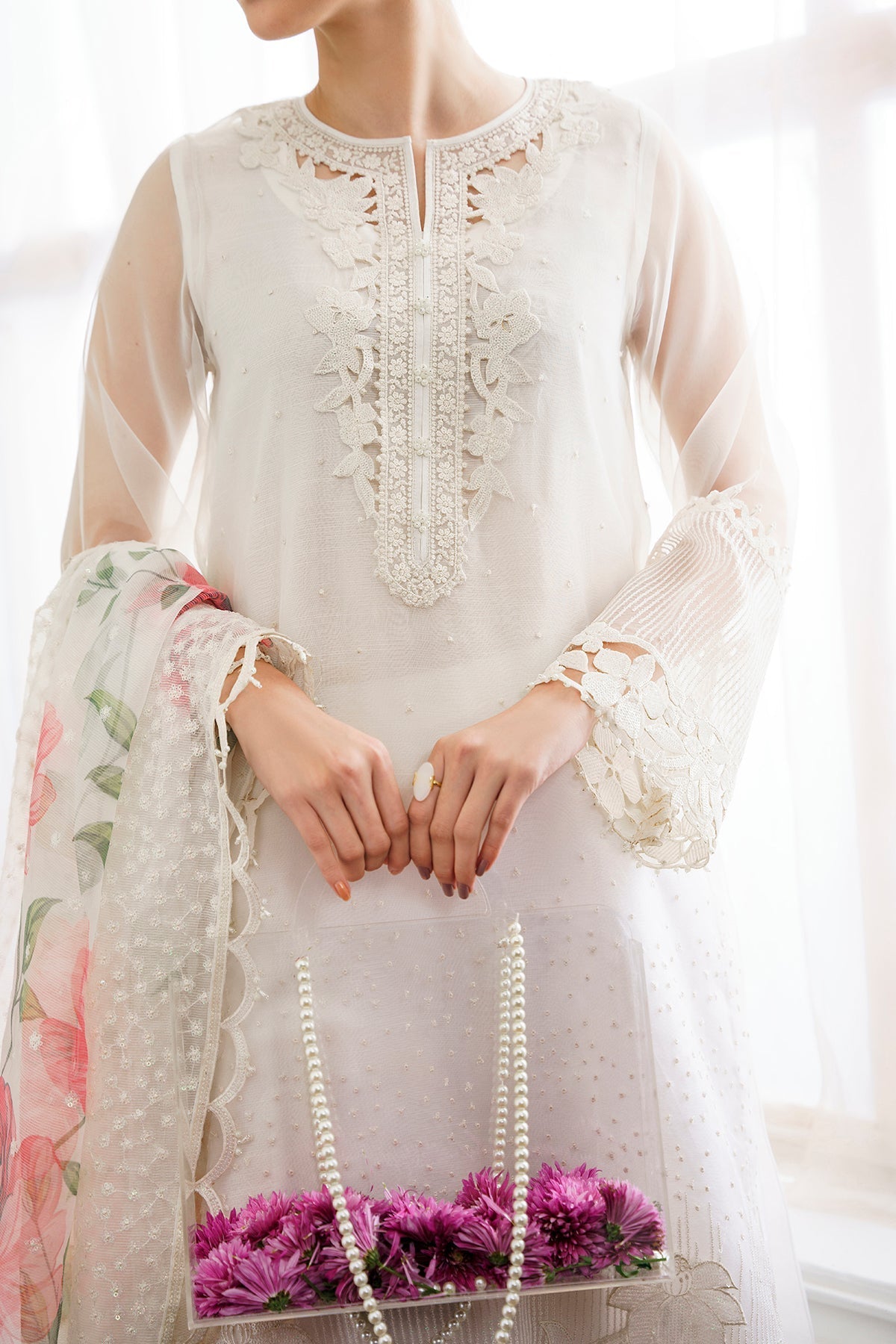 BAROQUE organza embroidered hand embellished luxury unstitched 3pc