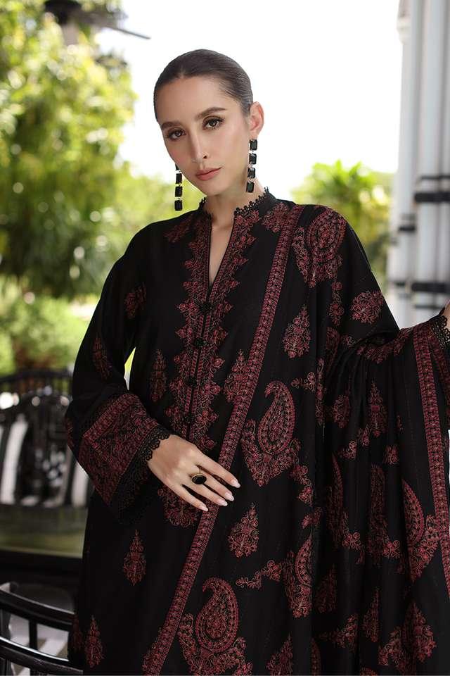 BAREEZE dhanak embroidered luxury unstitced 3pc